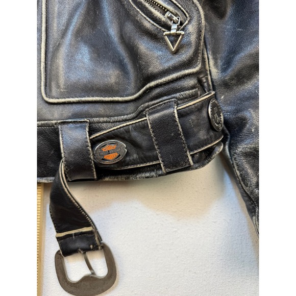 Harley Davidson Leather Jacket Mens M Black Biker Distressed Vintage CA03402 USA - Picture 3 of 11